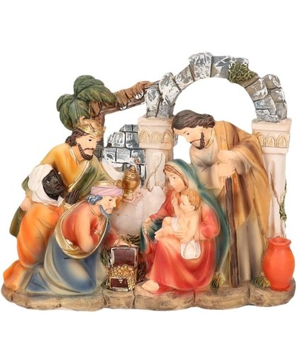 Religieus kerststal beeldje met drie wijzen - polystone - Kerst decoratie / kerststal