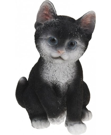 Zittende katten beeldje zwart 19 cm