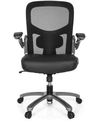 hjh office Instructor Titan  XXL - Bureaustoel -  Zware belasting stoel - Kunstleder / netstof - Zwart / titanium