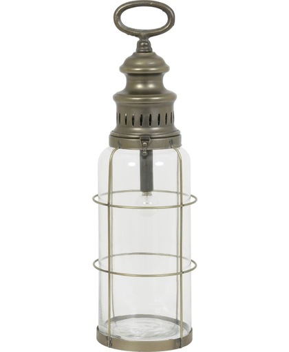 Tafellamp lantaarn LED ROTI glas+koper incl lamp XL