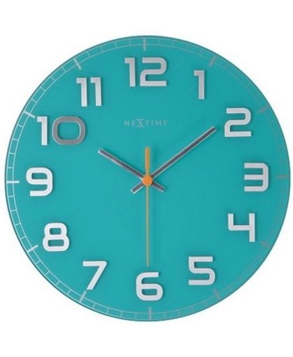 NeXtime Classy Round - Klok - Stil uurwerk - Rond - Glas - Ø30 cm - Turquoise