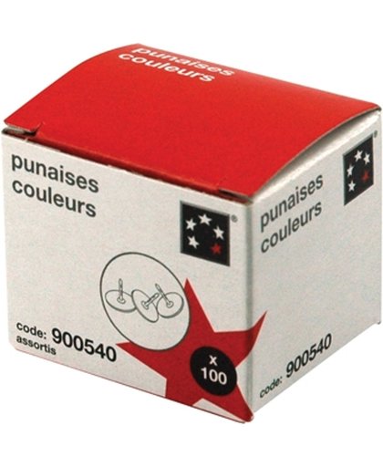 5 Star punaises geassorteerde kleuren doos van 100 stuks