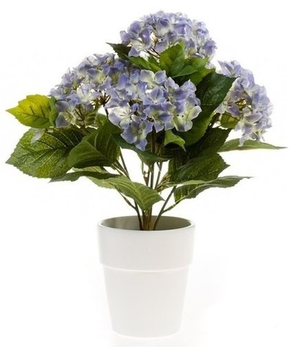 Kunstplant Hortensia blauw in pot 37 cm - Kamerplant blauwe Hortensia