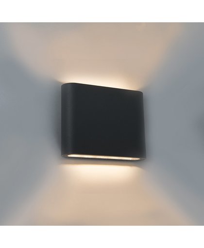 TRIO, Wand lamp, Thames II incl. 2 x LED,SMD,2,5 Watt,3000K,260 Lm. Armatuur: Gegoten aluminium, Antraciet L:11,5cm, H:9,0cm, Ø:3,0cm Lichtpunt boven en onder,Wand montage,