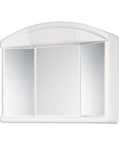 Allibert NATY toiletkast - 2 spiegeldeuren & 1 centrale spiegel - wit kunststof - 1 UTE (conform BEL) stopcontact - 1 verlichtingsschakelaar -