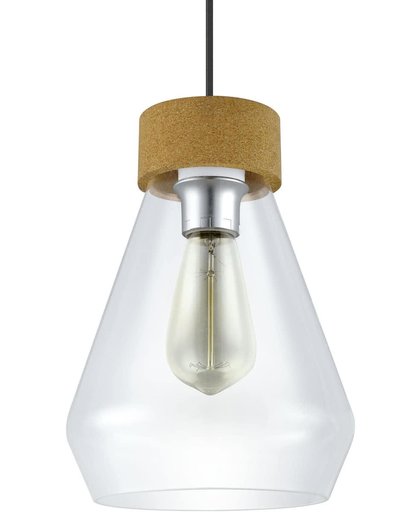 EGLO Vintage Brixham - Hanglamp - 1 Lichts - Ø210mm. - Chroom - Helder Glas
