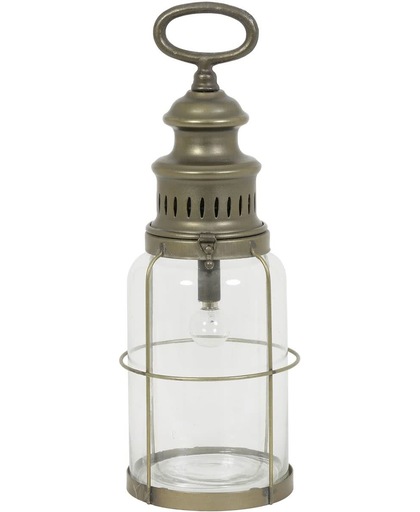 Tafellamp lantaarn LED ROTI glas+koper incl lamp L
