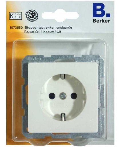 BERKER Q1 stopcontact enkel met randaarde, inbouw | WIT