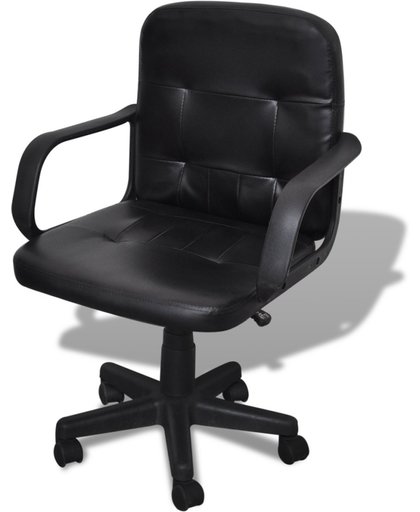vidaXL - Bureaustoel Bureaustoel leer met exclusief design zwart 59 x 51 x 81-89 cm