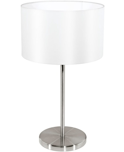 EGLO Maserlo - Tafellamp - 1 Lichts - Ø230mm. - Nikkel-Mat - Wit