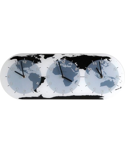 NeXtime Mondial - Klok - Wereldtijden - Glas - 18.6x50 cm - Multicolor