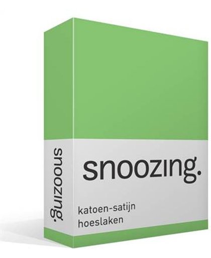 Snoozing - Katoen-satijn - Hoeslaken - Eenpersoons - 90x220 cm - Lime