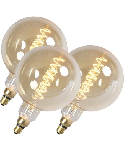 Calex Set van 3 LED gedraaide filamentlamp MEGA globe E27 240V 4W dimbaar