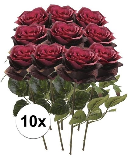 10x Donker rode rozen Simone kunstbloemen 45 cm