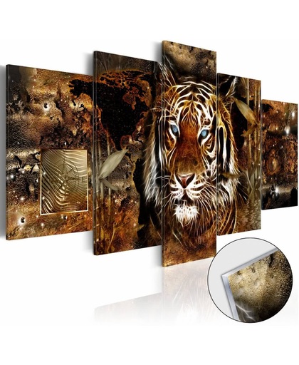 Afbeelding op acrylglas - Gouden jungle, leeuw