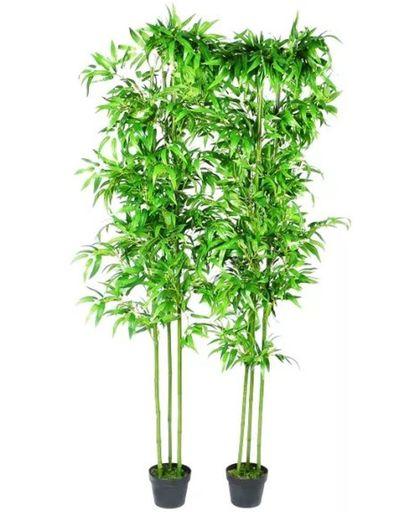 vidaXL - Kunstplant Bamboe kunstboom set van 2 240017