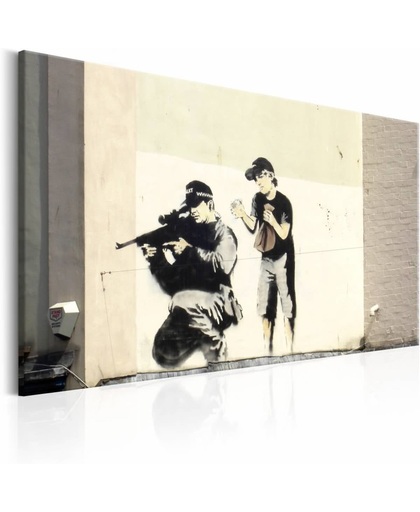 Schilderij - Sluipschutter en jongetje (Banksy)