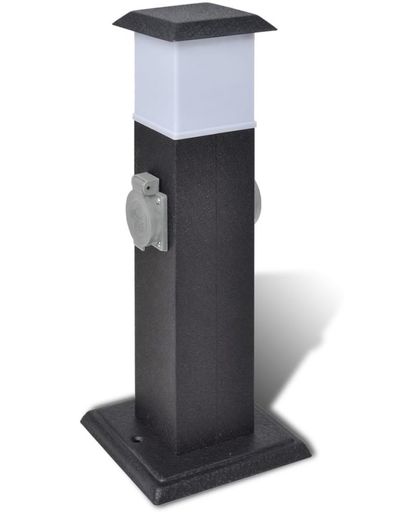 vidaXL Buitenstopcontact op zuil met lamp (zwart)
