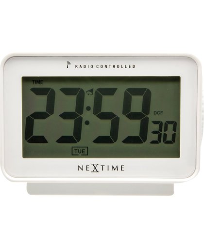 NeXtime Easy Alarm Radio Controlled - Wekker - Digitaal - Rechthoekig - 12,4x7,8 cm - Wit