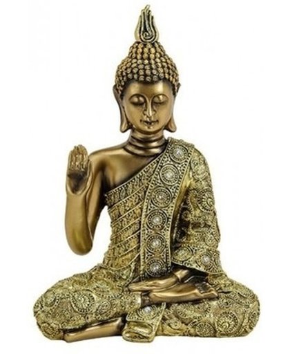 Boeddha beeld goud 33 cm van polystone