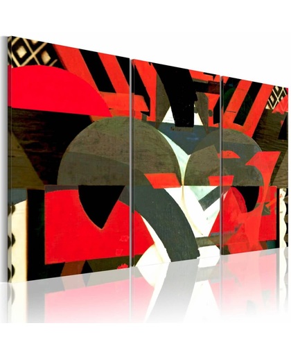 Schilderij - Magie - abstracte vormen, rood en zwart