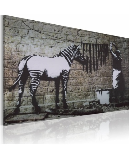 Schilderij - Zebra wassen (Banksy) 40x60cm