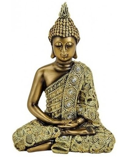 Boeddha beeld goud 24 cm van polystone