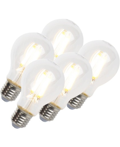 LUEDD Set van 5 LED filament lamp E27 7W 806lm A60 dimbaar helder