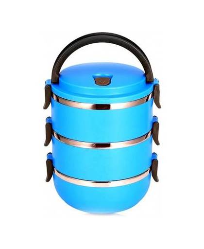 Po-484 lunchbox met 3 vakken - blauw