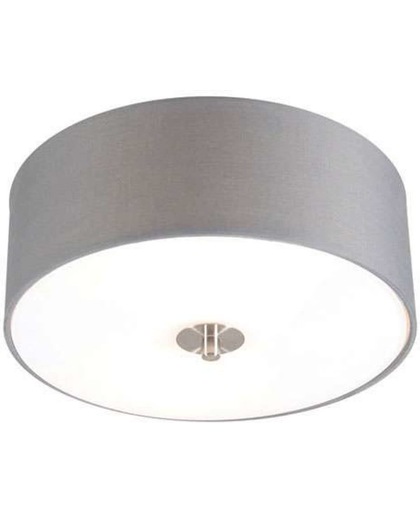 QAZQA Drum 30 R - Plafondlamp met lampenkap - 2 Lichts - Ø30 cm - grijs