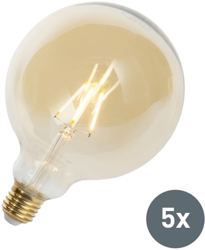 LUEDD Set van 5 LED Goldline filament lamp E27 5W 360lm G125 dimbaar