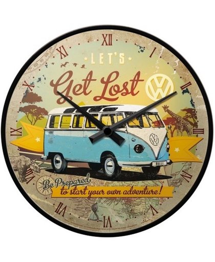 Nostalgic-Art wandklok rond Volkswagen- Let's get lost - 30 cm