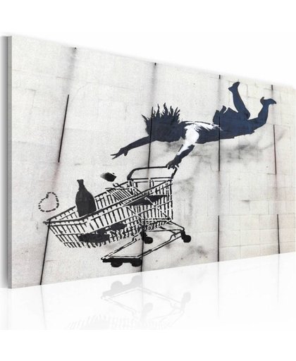 Schilderij - Winkelwagentje (Banksy) 40x60cm