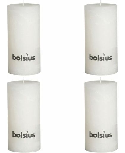 Bolsius Stompkaars  rustiek - Wit - H20 cm - 4 stuks
