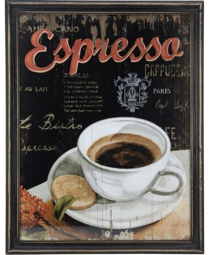 Houten vintage schilderij koffie espresso