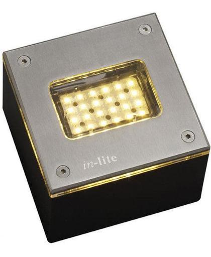 in-lite Padverlichting FLH-LED008 ww Integrated 12V/2W LED RVS 100x100mm Warm White