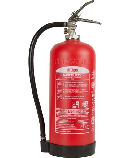Dräger composiet brandblusser, 6 liter schuim, 10 jr geen onderhoudskosten incl. ophanghaak.