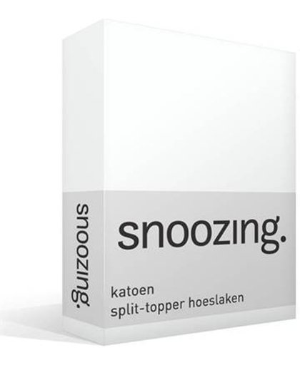 Snoozing katoen split-topper hoeslaken Wit Lits-jumeaux (200x210/220 cm) (05 wit topper)
