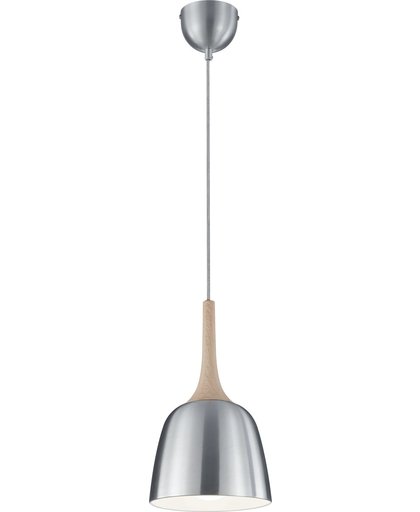 TRIO, Hanglamp, Kannan 1xE27, max.40,0 W Metaal, Geborsteld aluminium, Armatuur: Metaal, Geborsteld aluminium Ø:20,0cm, H:130,0cm