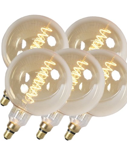 Calex Set van 5 LED gedraaide filamentlamp MEGA globe E27 240V 4W dimbaar