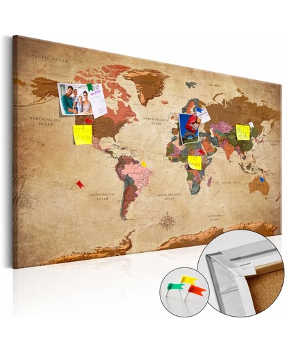 Afbeelding op kurk - World Map: Brown Elegance, wereldkaart