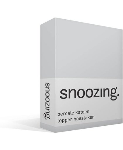 Snoozing - Topper - Hoeslaken - Percale katoen - Eenpersoons - 90x220 cm - Percale katoen - Grijs