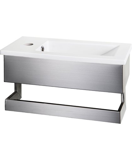 Differnz Calpa Fontein Toilet - 40 x 20 cm - Kunstmarmer - Wit - Inclusief metalen frame