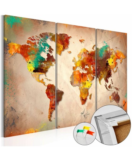 Afbeelding op kurk - Geschilderde wereld, wereldkaart