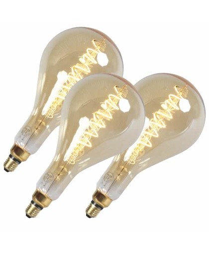 Calex Set van 3 LED gedraaide filamentlamp MEGA splash E27 240V 4W dimbaar