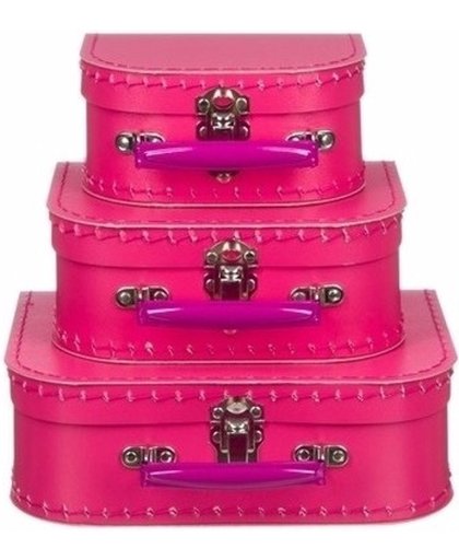 Speelgoed koffertje fuchsia roze 20 cm