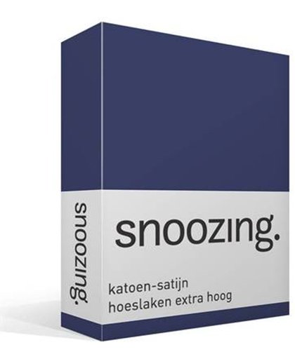 Snoozing - Katoen-satijn - Hoeslaken - Extra Hoog - Eenpersoons - 90x220 cm - Navy