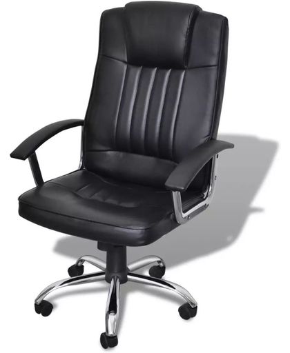 vidaXL - Bureaustoel Bureaustoel leer met exclusief design zwart 65 x 66 x 107 -117 cm