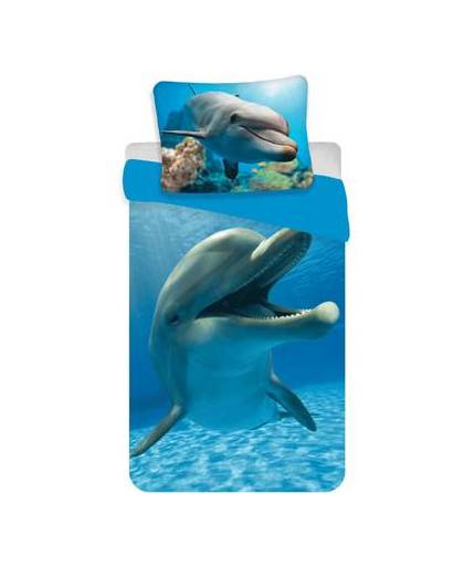 Dolfijn - dekbedovertrek - eenpersoons - 140 x 200 cm - multi