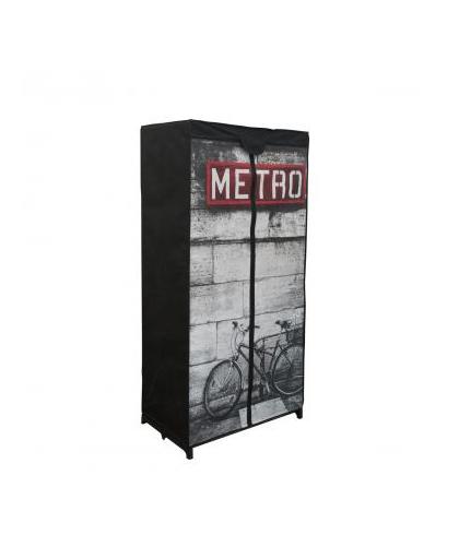 Garderobe kast Metro - 75 x 45 x 160 cm - polyester/staal - grijs/rood